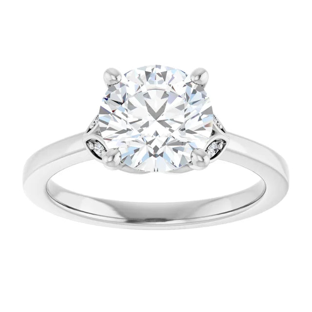 Continuum Silver Round Brilliant Moissanite Accented Engagement Ring