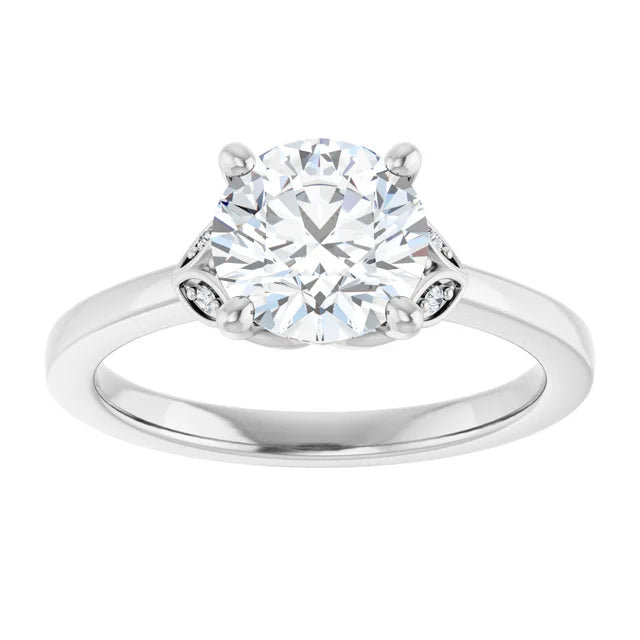 Continuum Silver Round Brilliant Moissanite Accented Engagement Ring