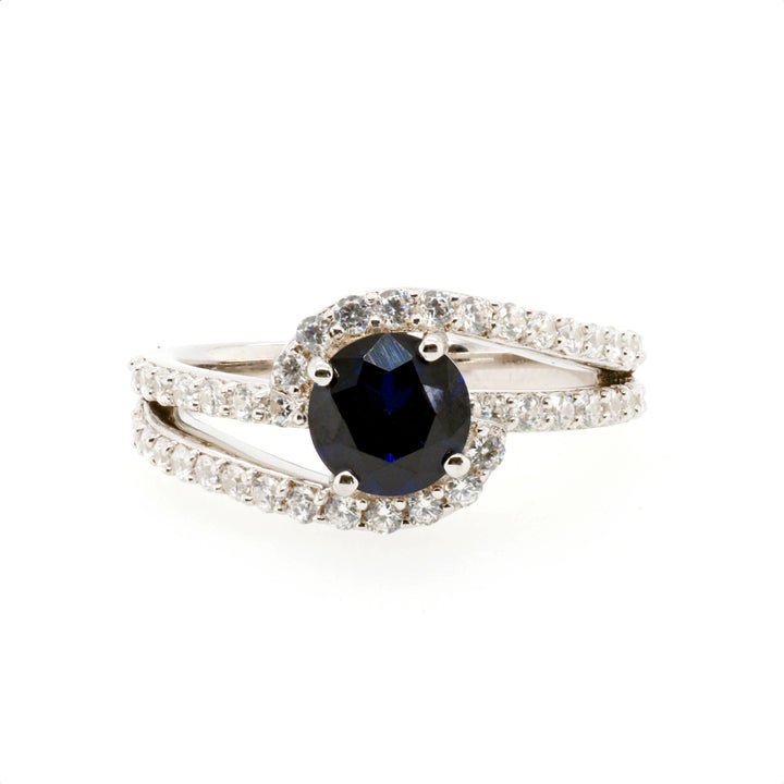 925 Sterling Silver Created Sapphire Ring