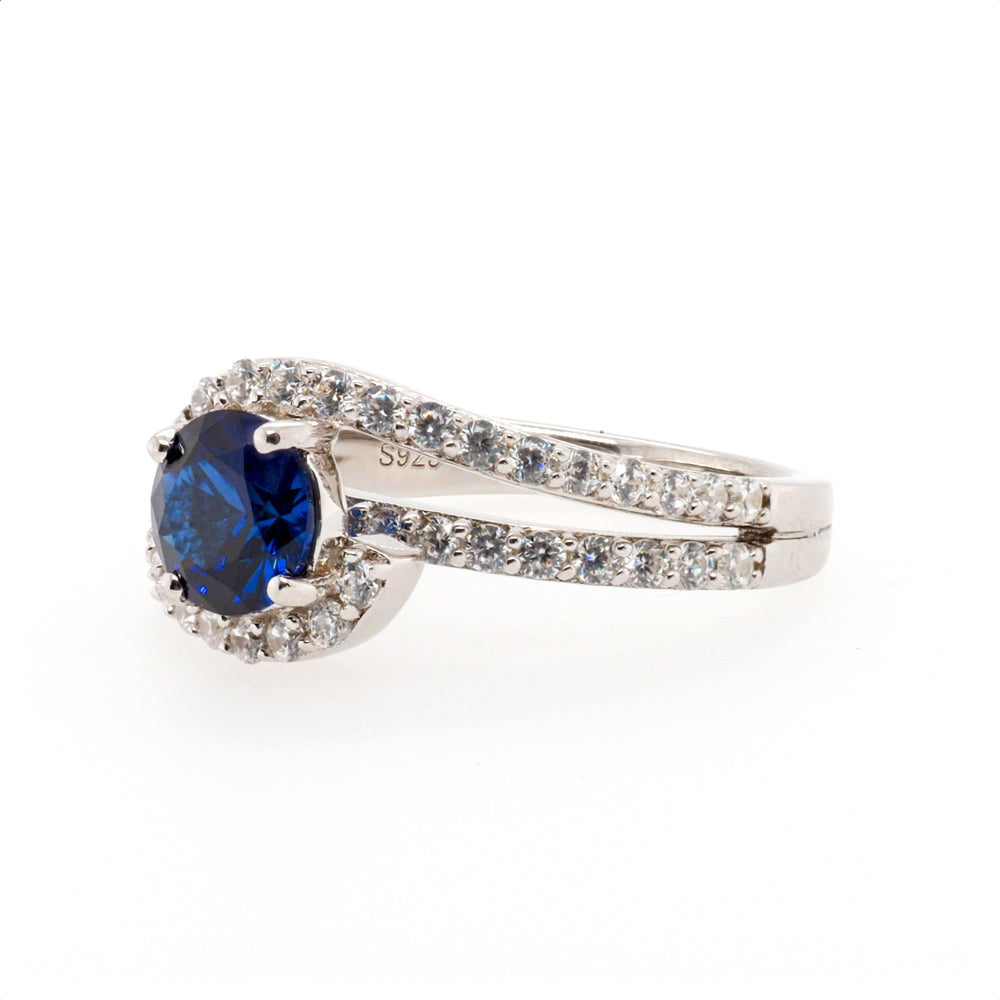 925 Sterling Silver Created Sapphire Ring