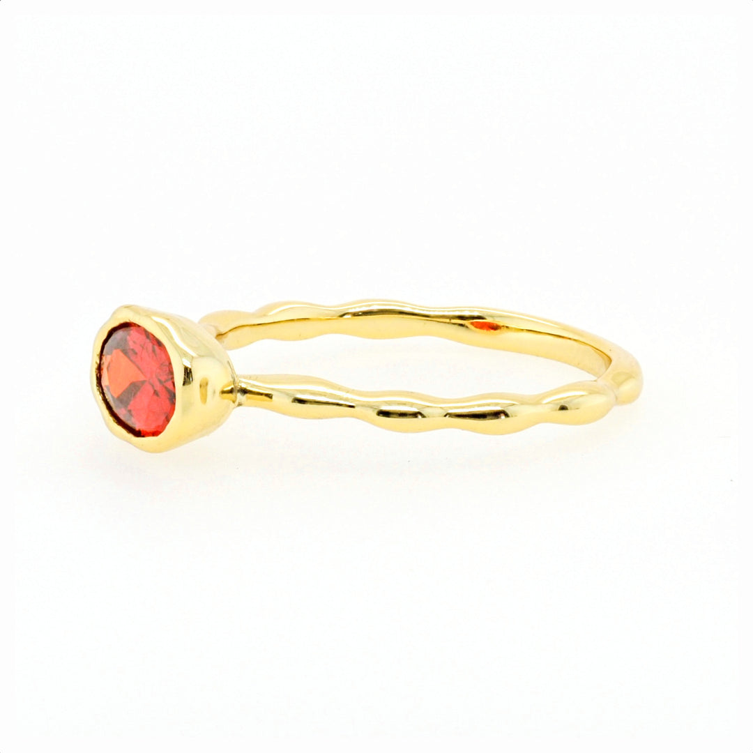 925 Sterling Silver Gold Plated Garnet CZ Ring