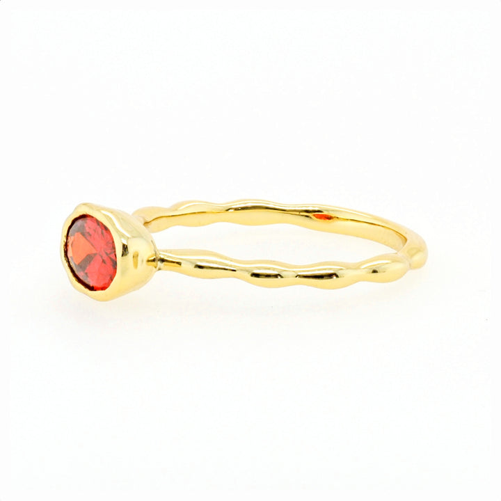 925 Sterling Silver Gold Plated Garnet CZ Ring