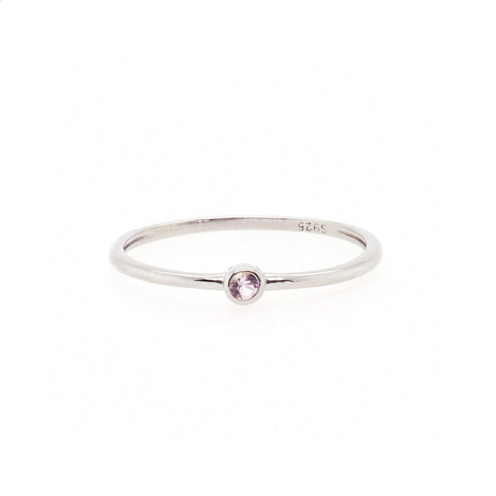 925 Sterling Silver Petite Pale Pink CZ Ring