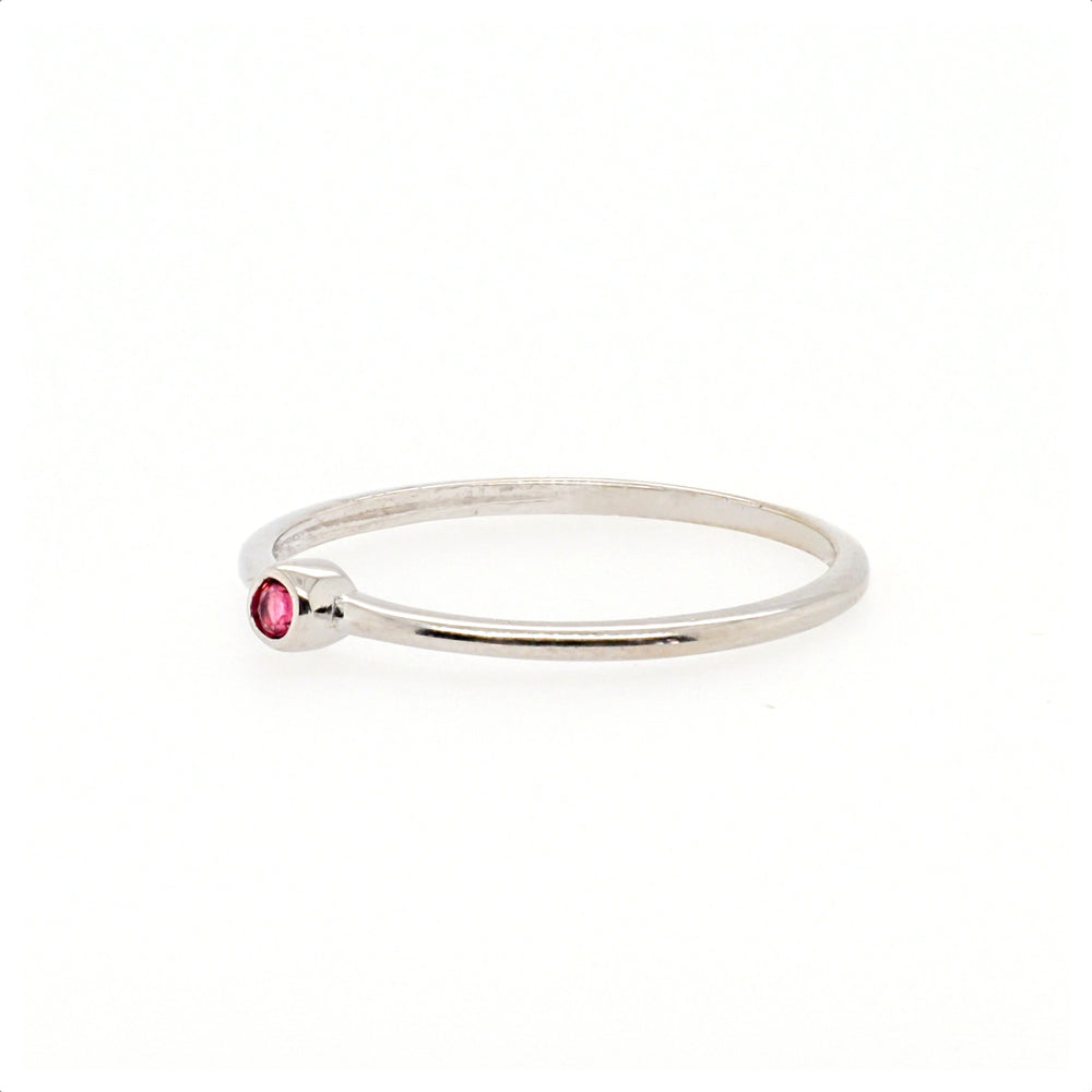 925 Sterling Silver Petite Pink Cubic Zirconia Ring