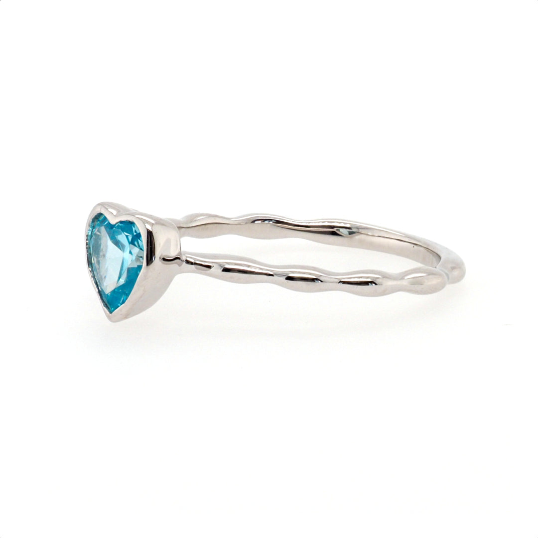 925 Sterling Silver Sky Blue Topaz Heart Shaped Ring