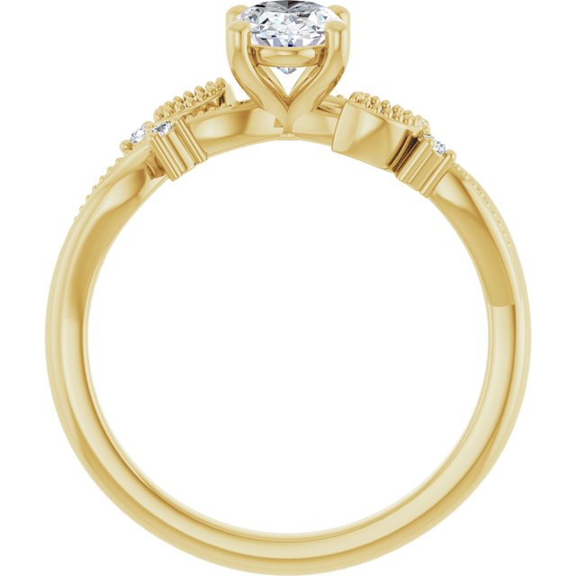 0.75 Carat Yellow Gold Oval Brilliant Moissanite Nature-Inspired Engagement Ring