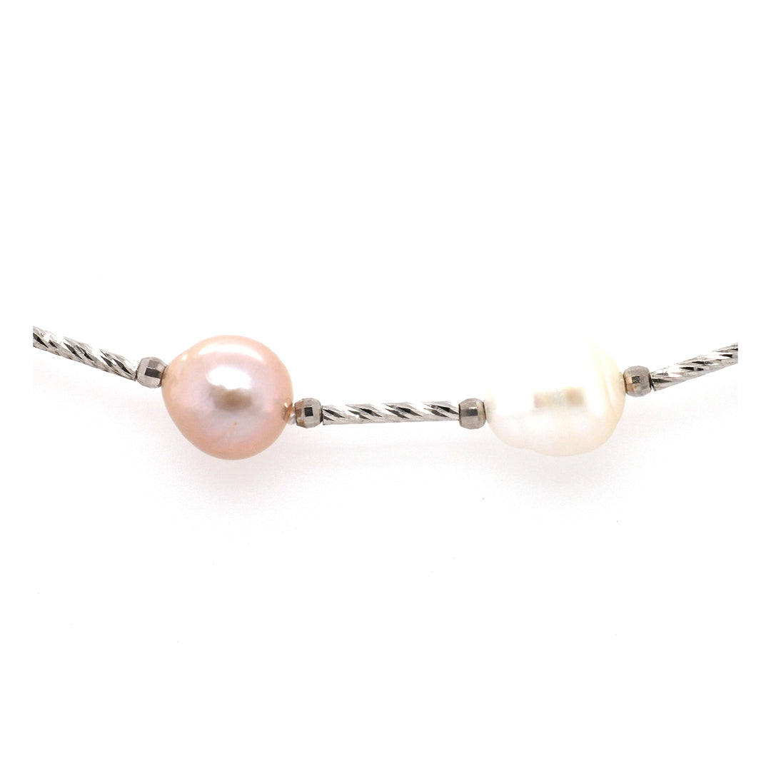 925 Baroque Pearl Station Necklace