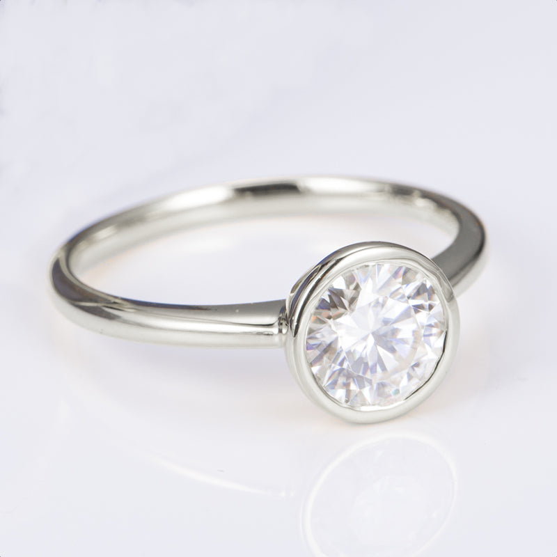 Platinum Half Carat Bezel Lab Grown Diamond Ring