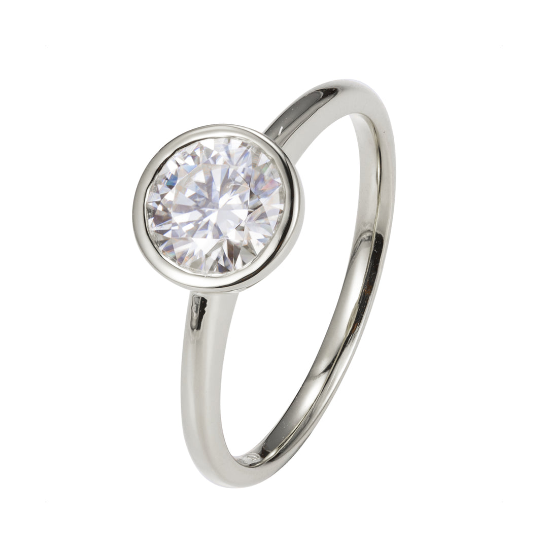 Platinum Half Carat Bezel Lab Grown Diamond Ring