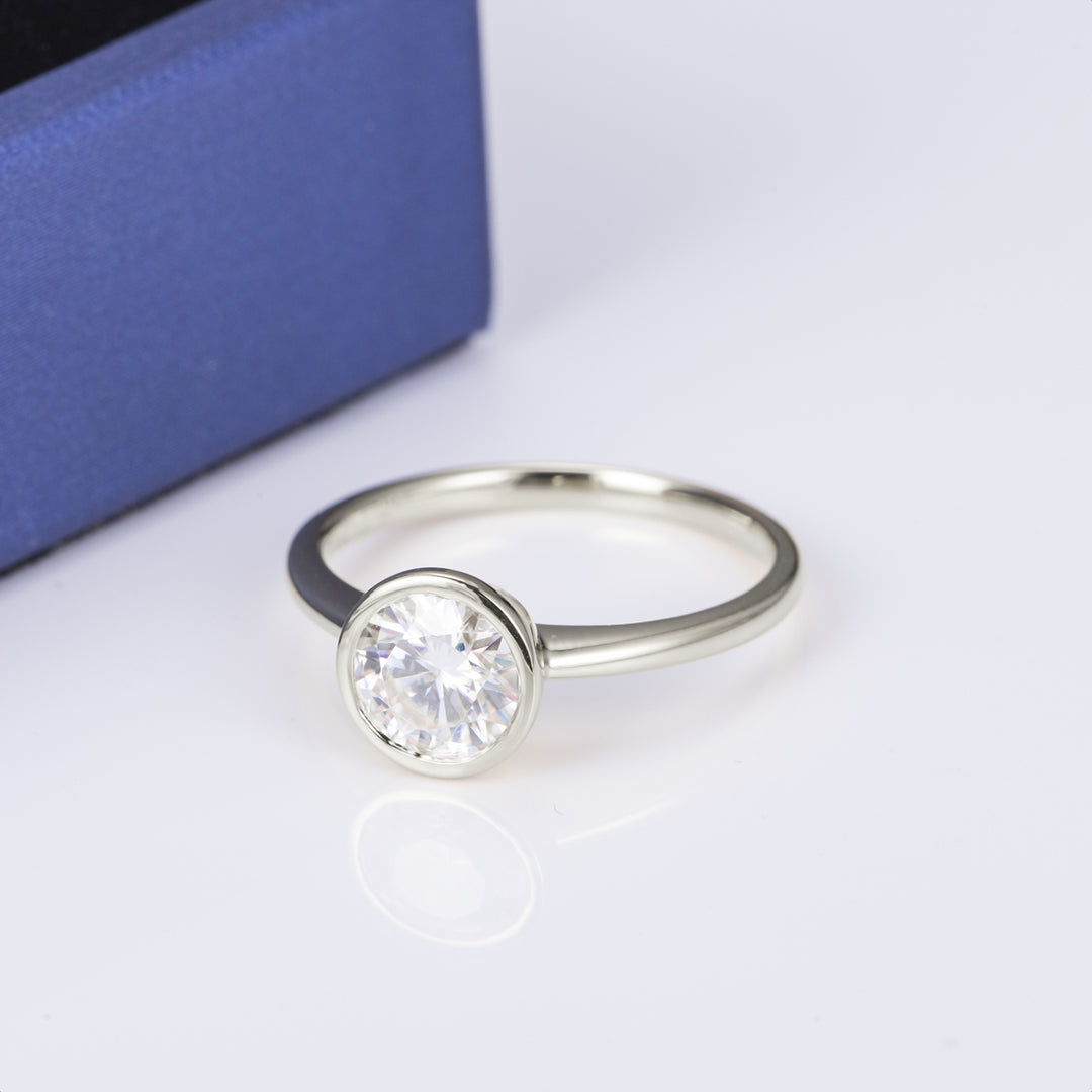 Platinum Half Carat Bezel Lab Grown Diamond Ring