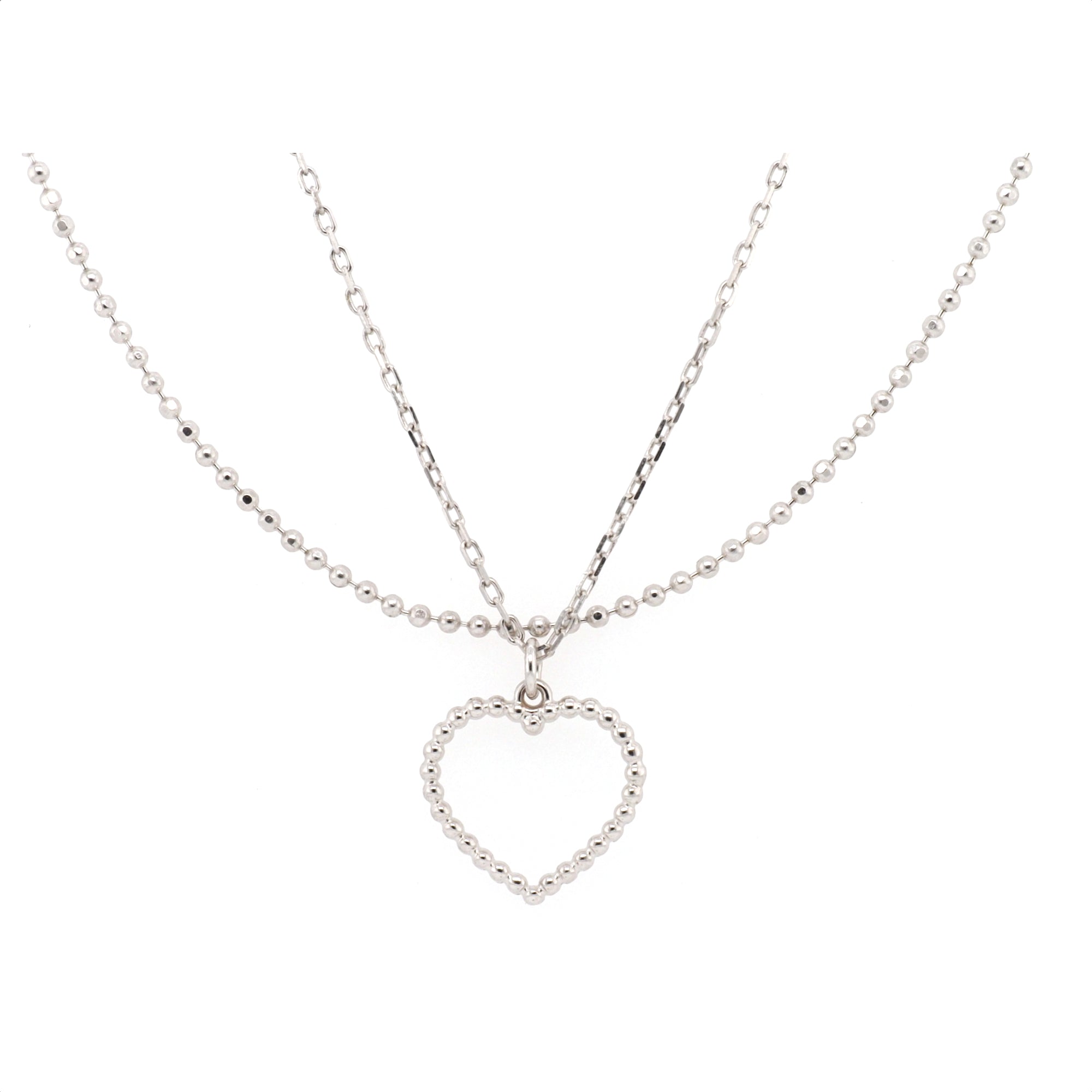 Sterling Silver Double Heart Pendant With Swiss Blue Topaz & Moissanite - 0.50ct DEW, Includes 18" Chain