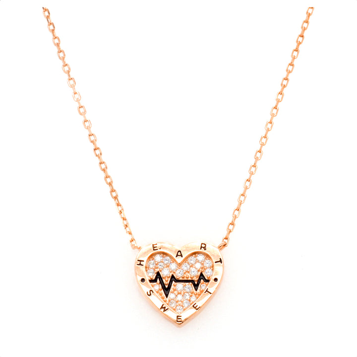 925 Sterling Silver Rose Gold Plated Necklace With Cubic Zirconia