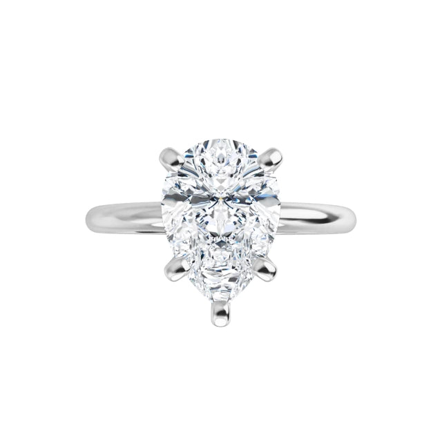 Two Carat Pear Shape Moissanite Solitaire Engagement Ring