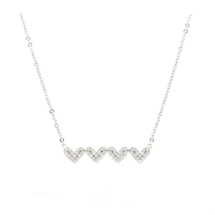 925 Sterling Silver Four Heart CZ Necklace