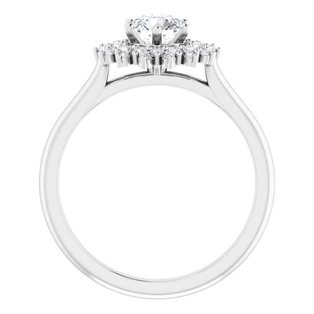 Half Carat Moissanite & LG Diamond Double Halo Ring