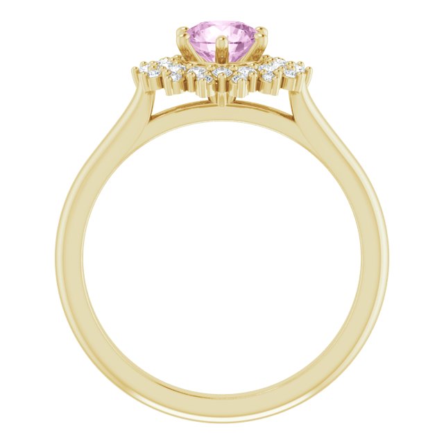 Light Pink LG Sapphire & LG Diamond Double Halo Ring