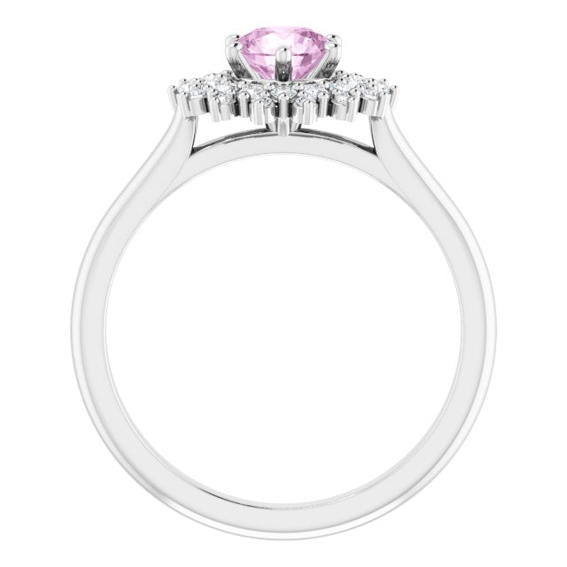 Light Pink LG Sapphire & LG Diamond Double Halo Ring