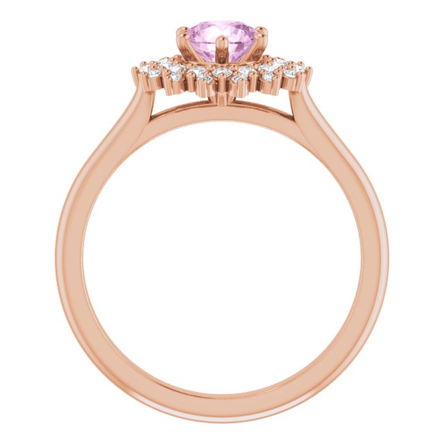 Light Pink LG Sapphire & LG Diamond Double Halo Ring