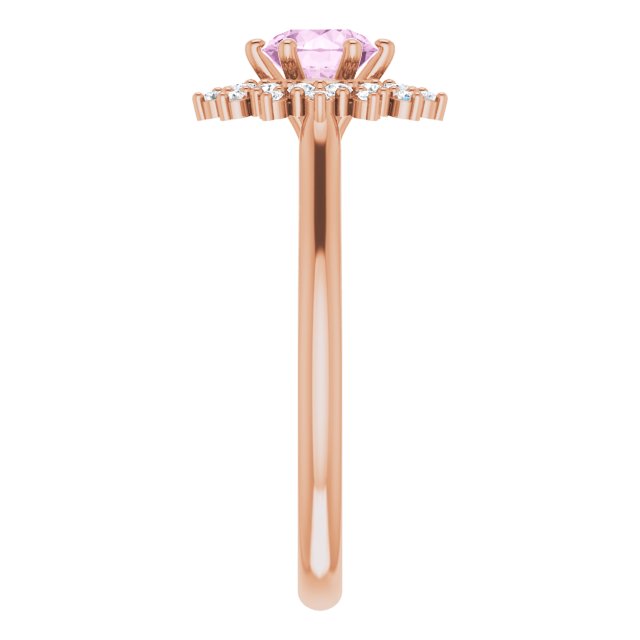 Light Pink LG Sapphire & LG Diamond Double Halo Ring