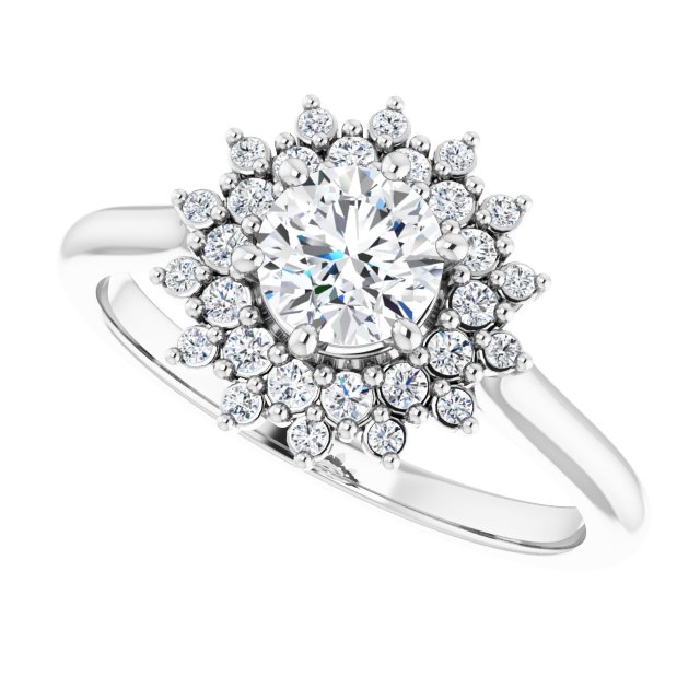 Half Carat Moissanite & LG Diamond Double Halo Ring