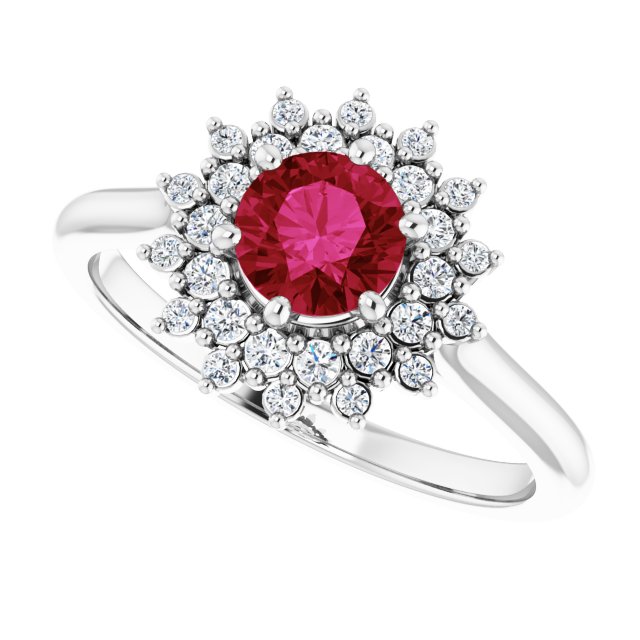 LG Ruby & Diamond Double Halo Ring