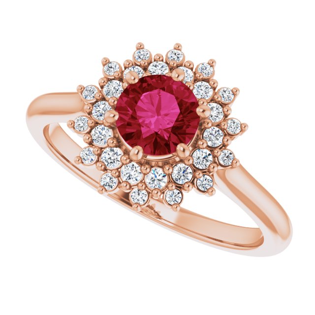 LG Ruby & Diamond Double Halo Ring