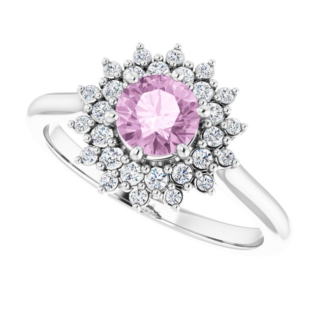 Light Pink LG Sapphire & LG Diamond Double Halo Ring