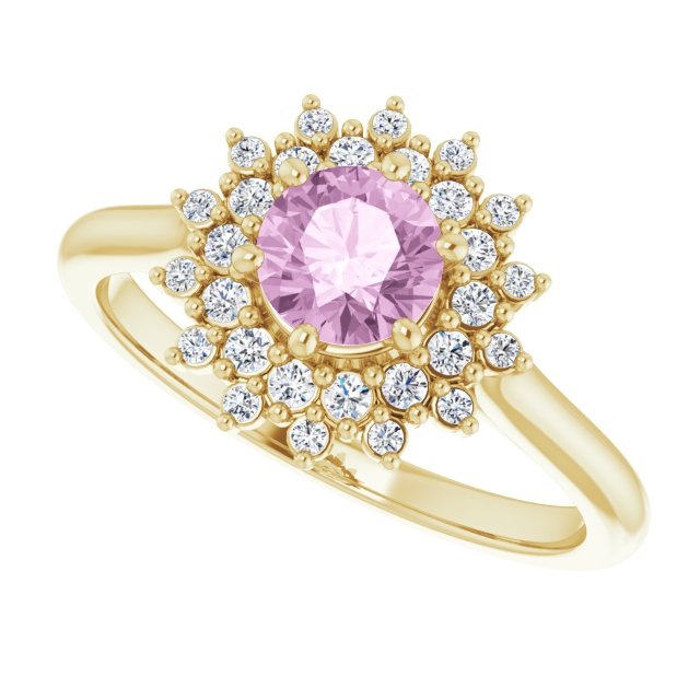 Light Pink LG Sapphire & LG Diamond Double Halo Ring