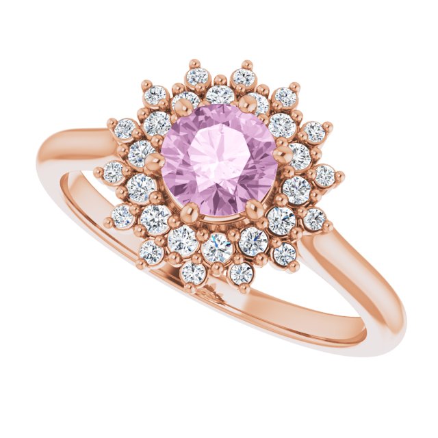 Light Pink LG Sapphire & LG Diamond Double Halo Ring