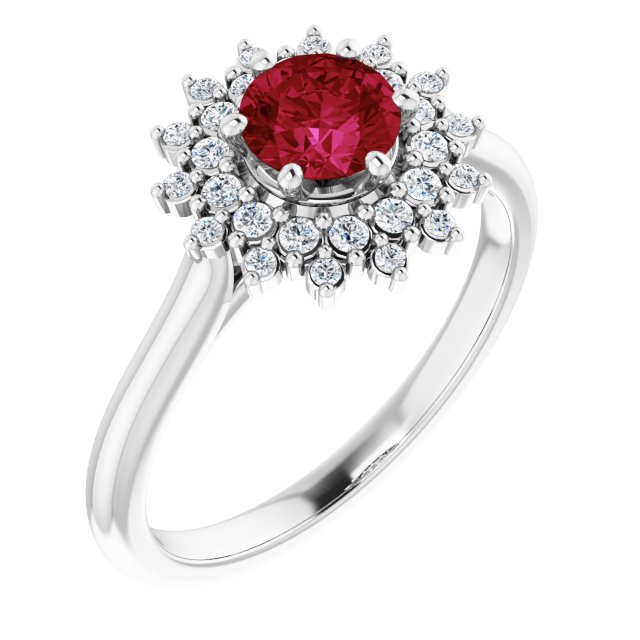 LG Ruby & Diamond Double Halo Ring