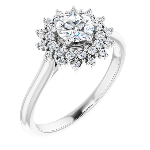 Half Carat Moissanite & LG Diamond Double Halo Ring