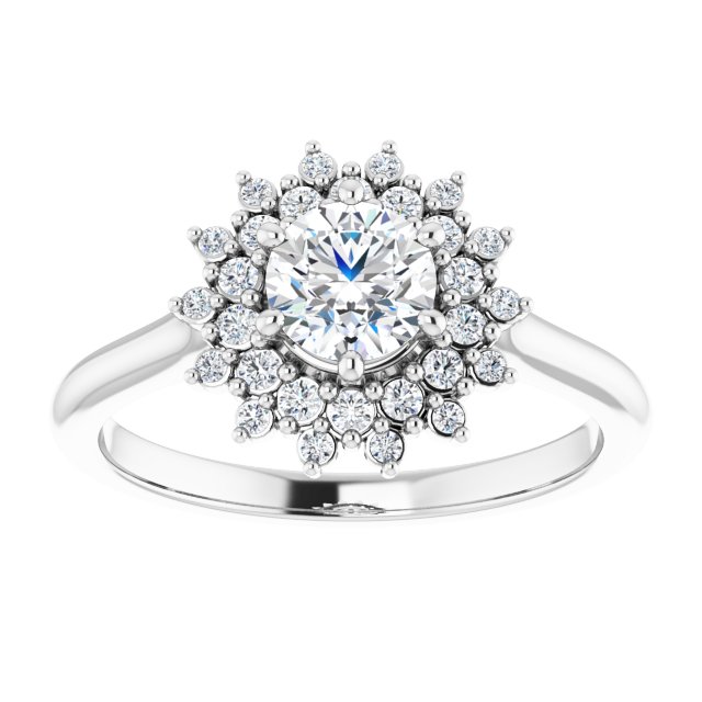 Half Carat Moissanite & LG Diamond Double Halo Ring