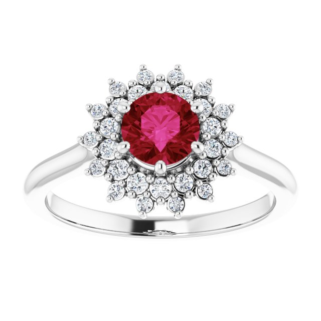 LG Ruby & Diamond Double Halo Ring