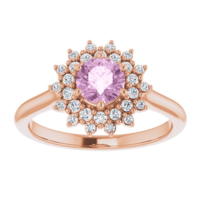 Light Pink LG Sapphire & LG Diamond Double Halo Ring