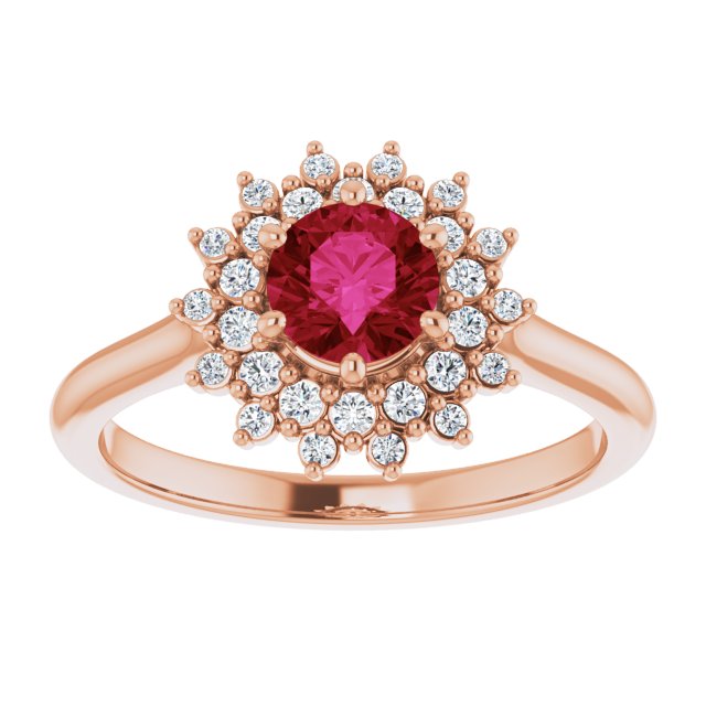 LG Ruby & Diamond Double Halo Ring