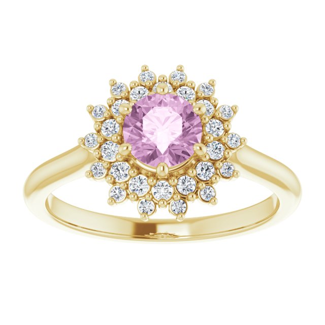 Light Pink LG Sapphire & LG Diamond Double Halo Ring