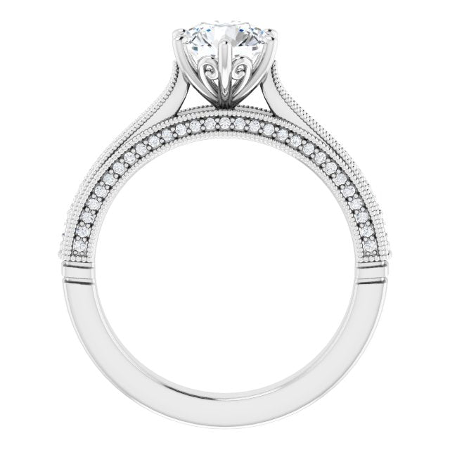 One Carat Round Moissanite Vintage Ring