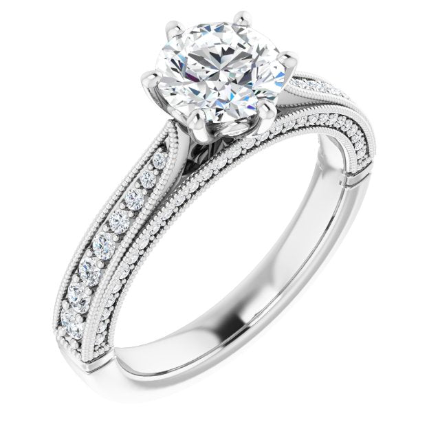 One Carat Round Moissanite Vintage Ring