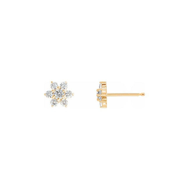 White Gold Petite LG Diamond Flower Earrings-2