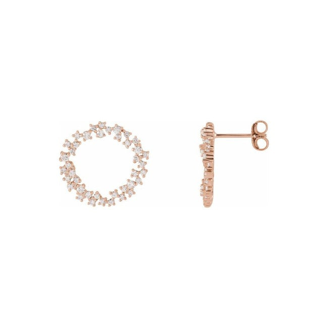 Rose Gold scatter circle LG diamond earrings-2