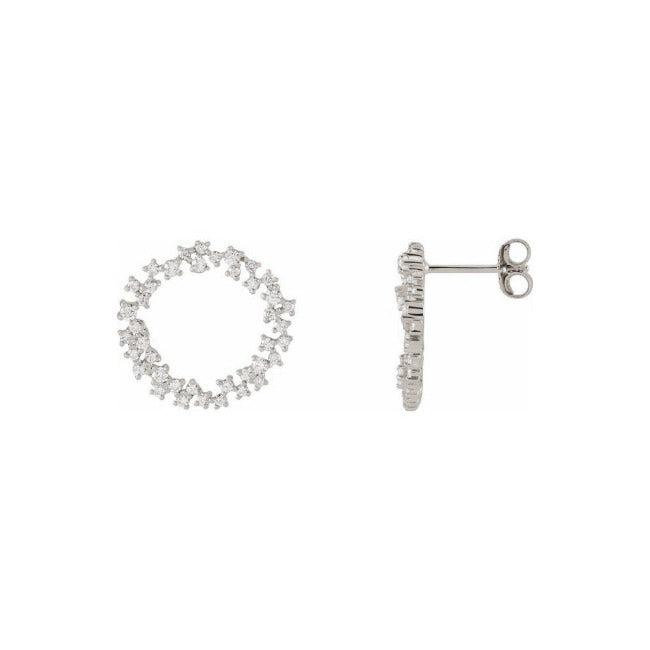 14K 3/4 Carat LG Diamond Circle Earrings