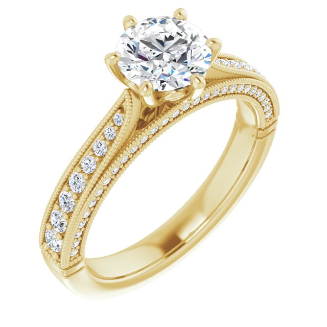 One Carat Round Moissanite Vintage Ring