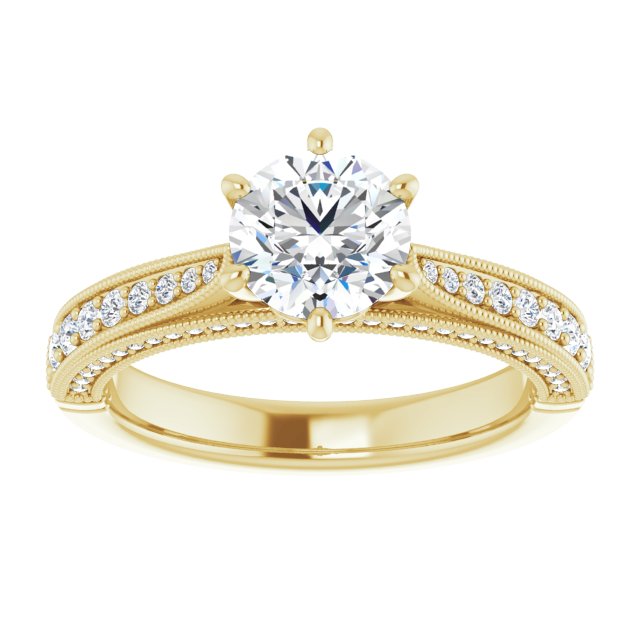 One Carat Round Moissanite Vintage Ring