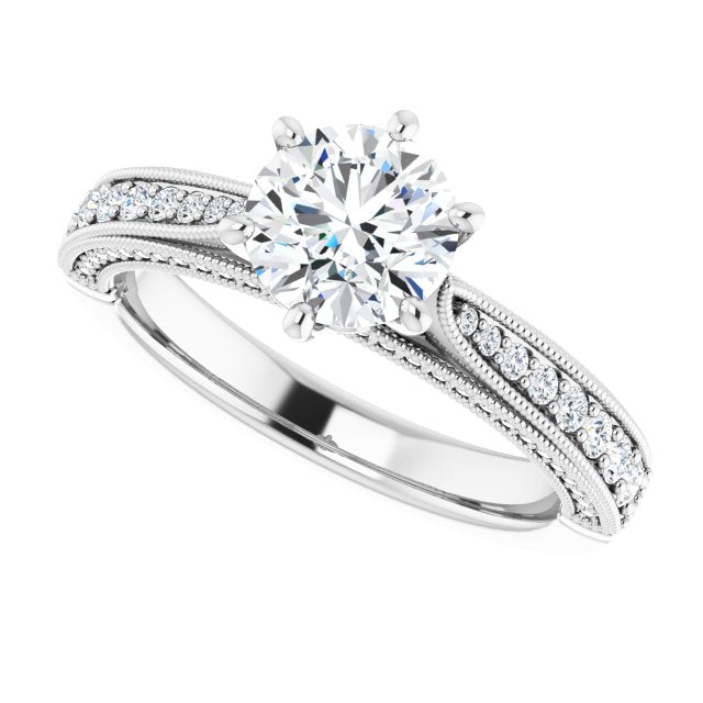 One Carat Round Moissanite Vintage Ring