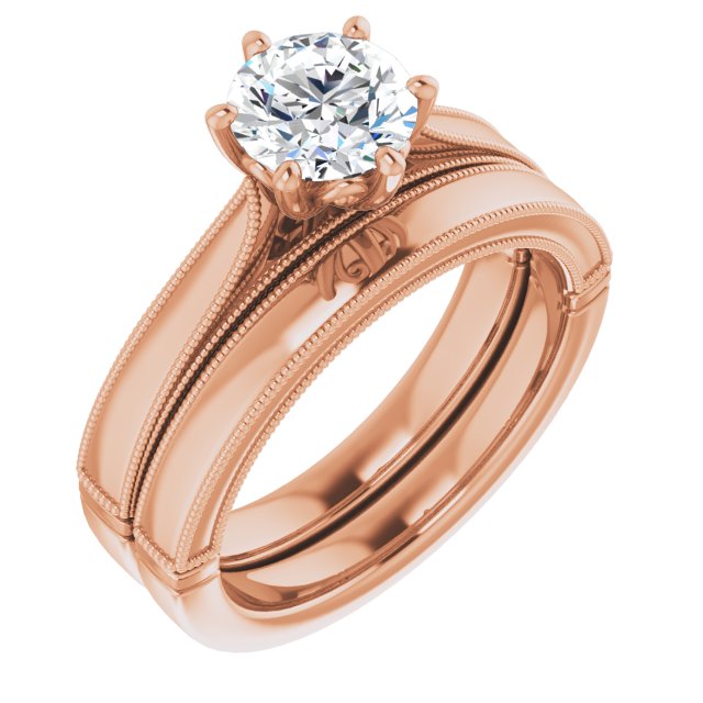 rose gold milgrain accent wedding band