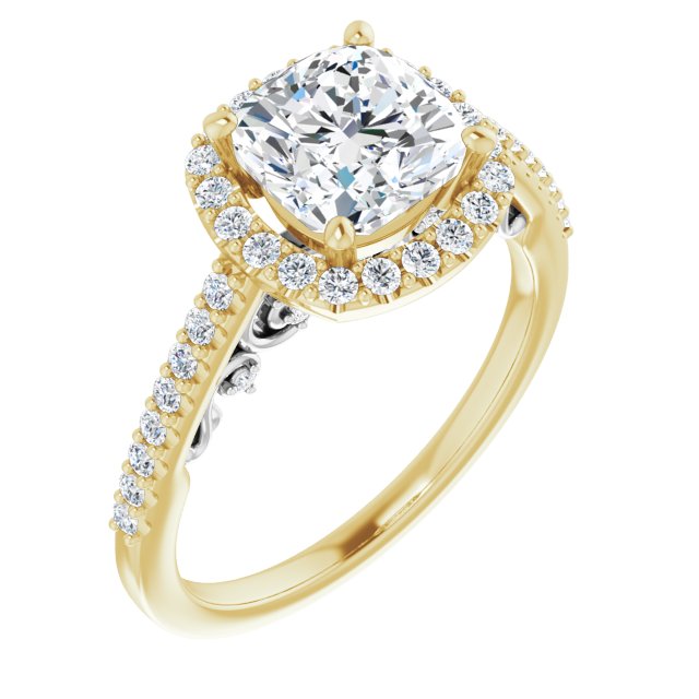 2.46 Carat Cushion Cut Moissanite Vintage Ring