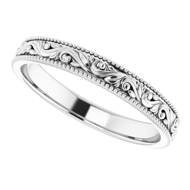 Vintage Milgrain and Filigree Wedding Band