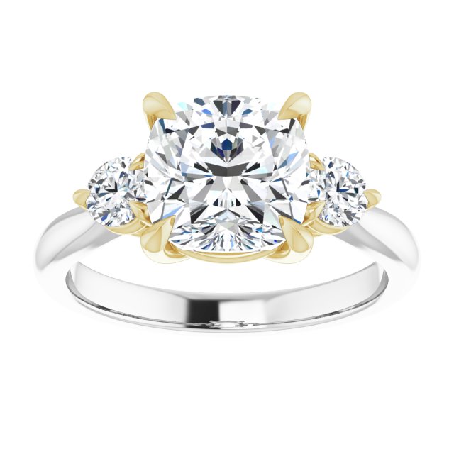 3.30ctw Carat Cushion Moissanite Three Stone Ring