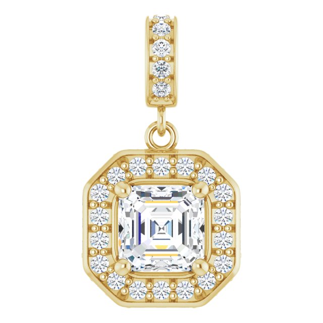 One Carat Asscher Cut Moissanite and LG Diamond Pendant