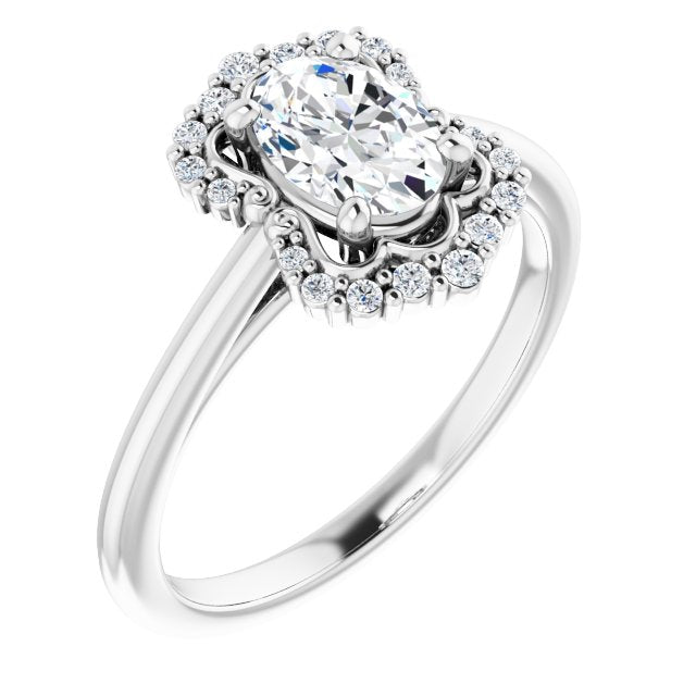 Oval Moissanite & LG Diamond Halo Ring